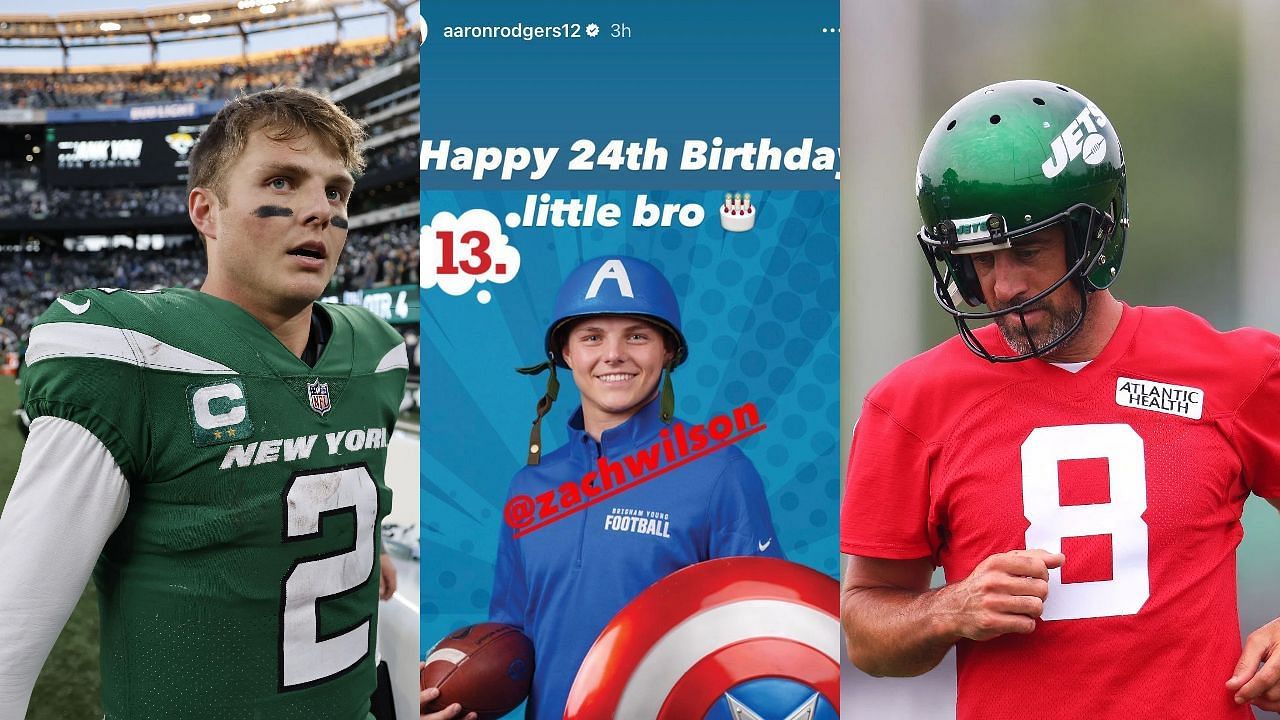 Aaron Rodgers posts embarrassing pic of Zach Wilson ahead of QB's appearance in Hall of Fame game